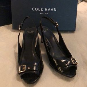 Cole Haan black patent Wilma sling
